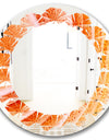 Kazakhstan Red agate macro - Modern Round or Oval Wall Mirror - Leaves