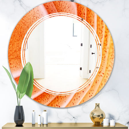 Kazakhstan Red agate macro - Modern Round or Oval Wall Mirror - Triple C