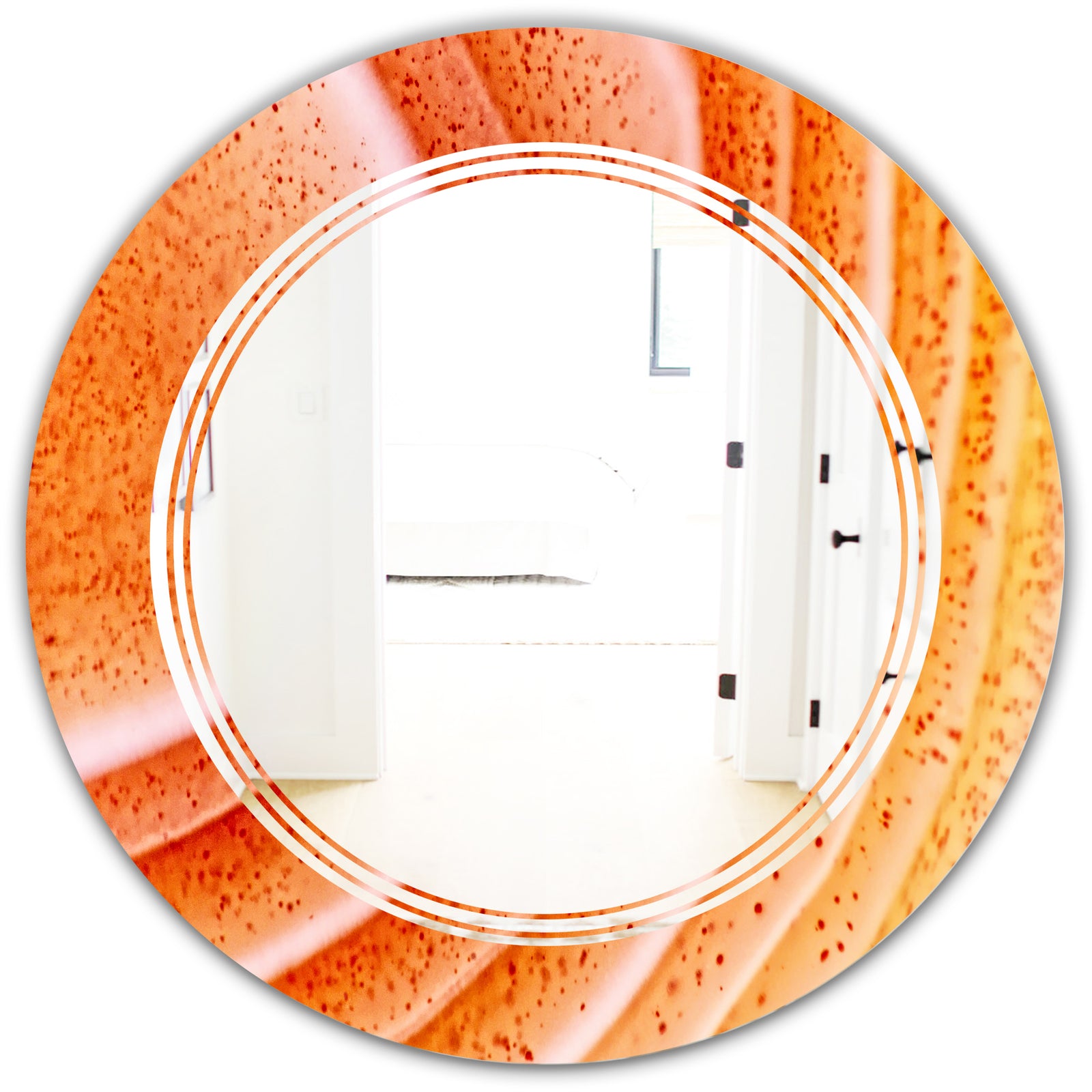 Kazakhstan Red agate macro - Modern Round or Oval Wall Mirror - Triple C