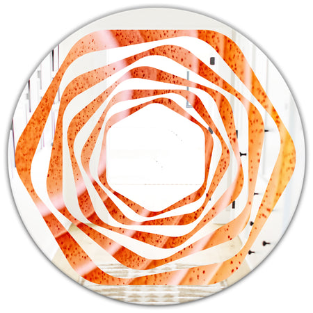Kazakhstan Red agate macro - Modern Round or Oval Wall Mirror - Whirl