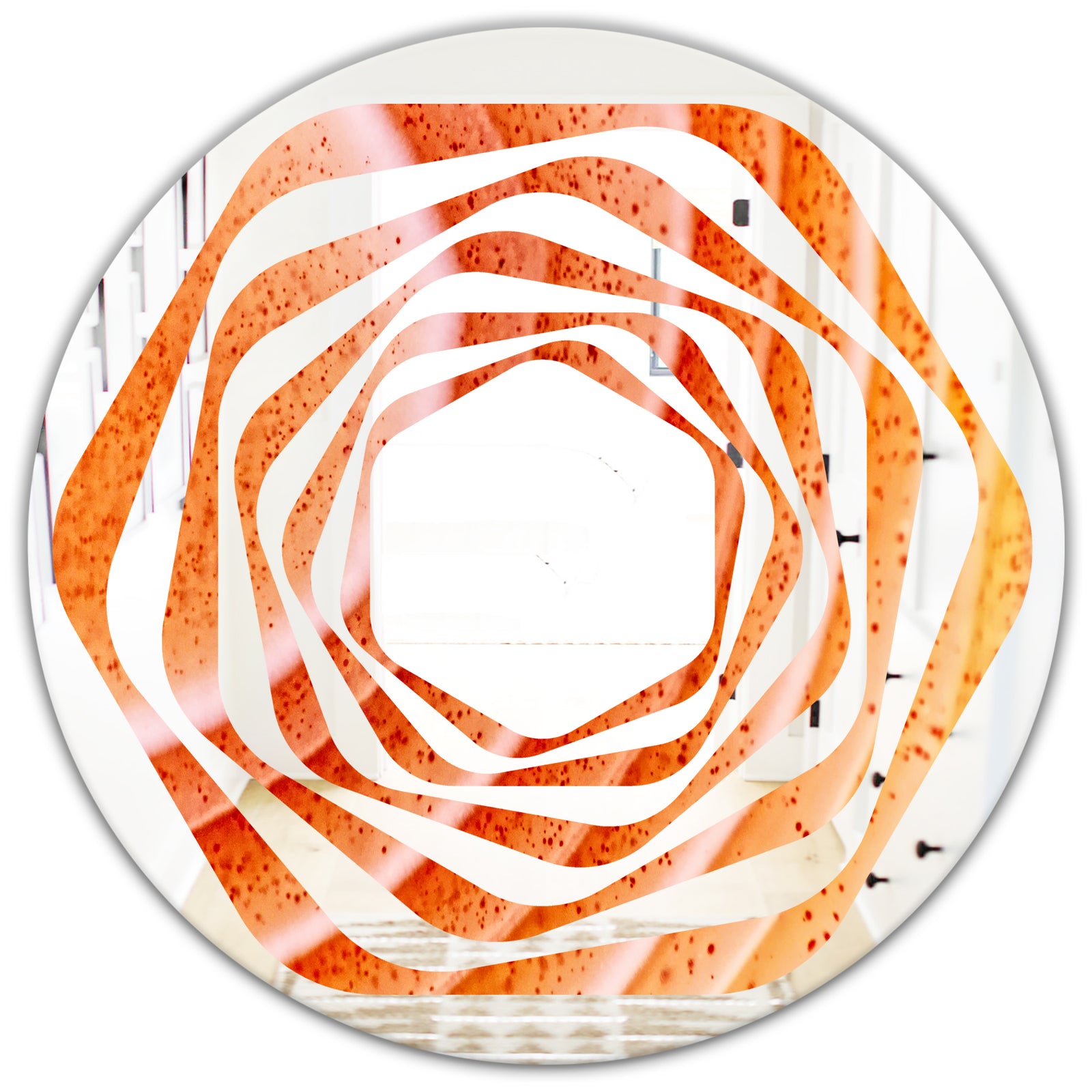 Kazakhstan Red agate macro - Modern Round or Oval Wall Mirror - Whirl