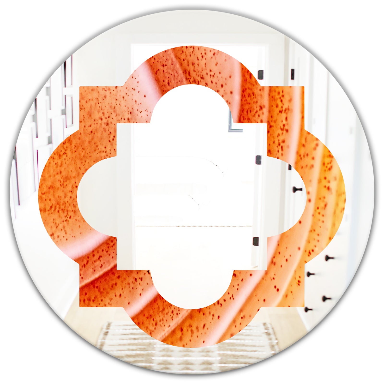 Kazakhstan Red agate macro - Modern Round or Oval Wall Mirror - Quatrefoil