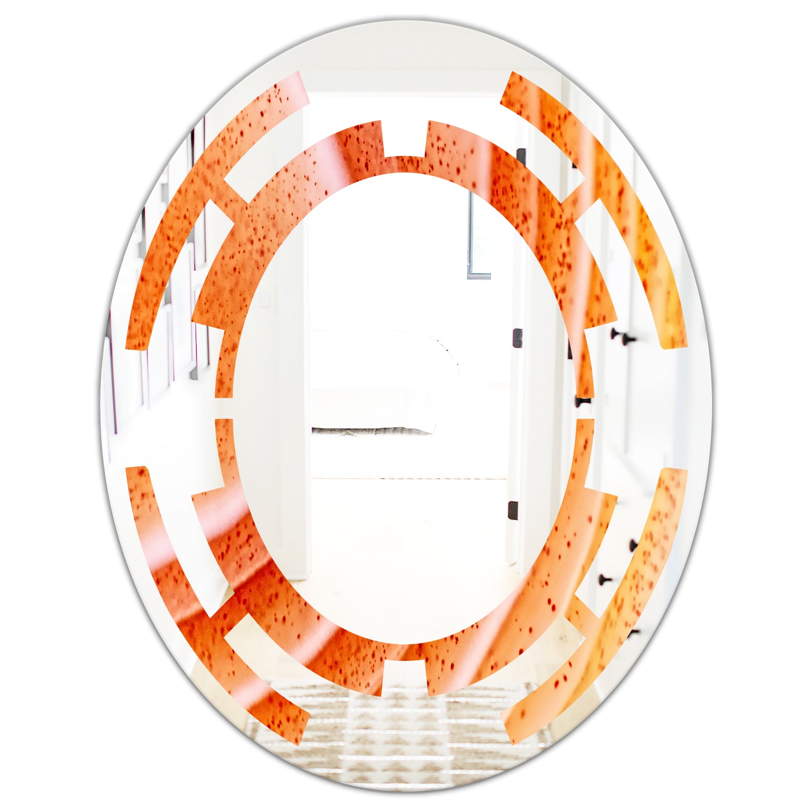 Kazakhstan Red agate macro - Modern Round or Oval Wall Mirror - Space