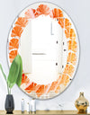 Kazakhstan Red agate macro - Modern Round or Oval Wall Mirror - Leaves