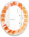 Kazakhstan Red agate macro - Modern Round or Oval Wall Mirror - Leaves