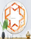 Kazakhstan Red agate macro - Modern Round or Oval Wall Mirror - Hexagon Star