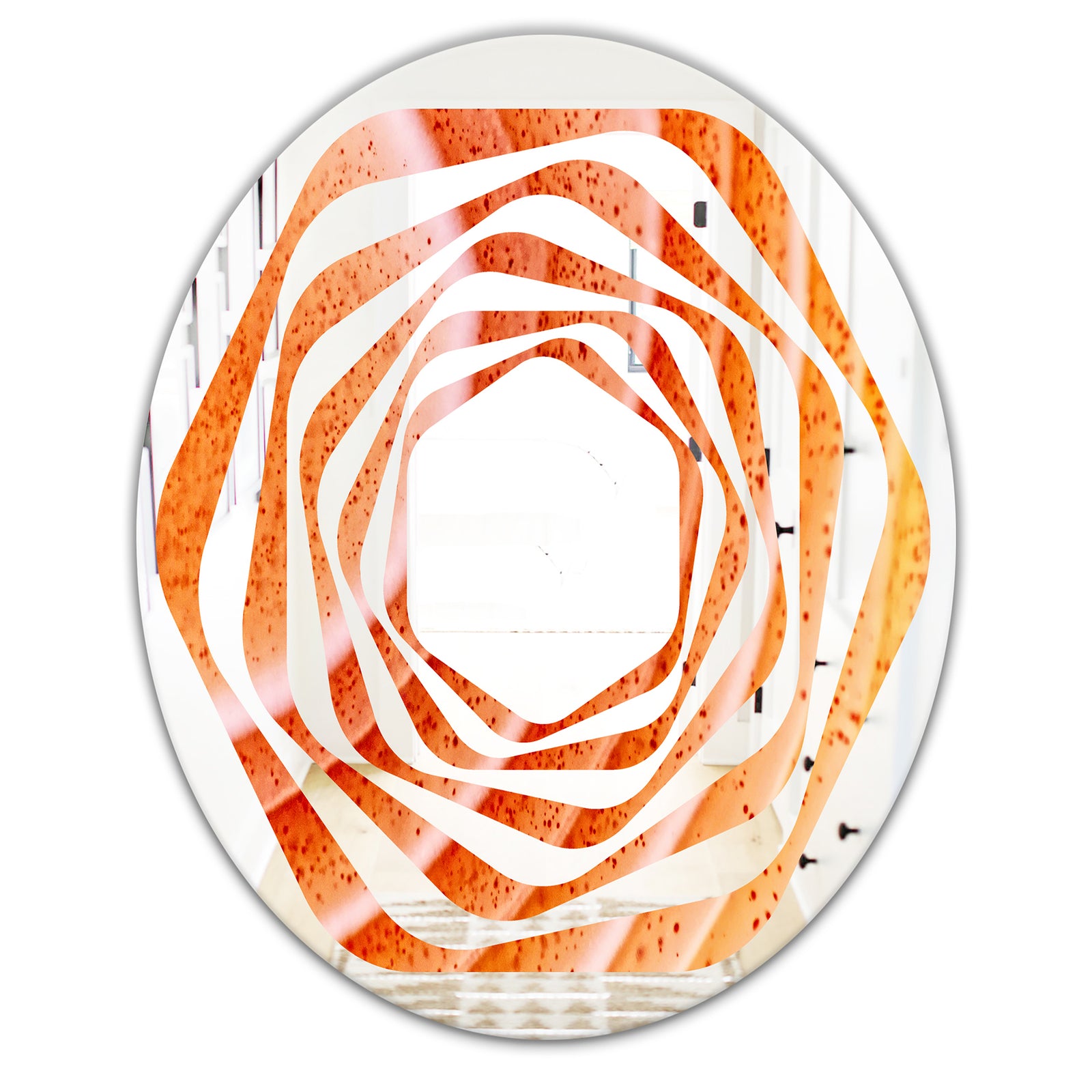 Kazakhstan Red agate macro - Modern Round or Oval Wall Mirror - Whirl