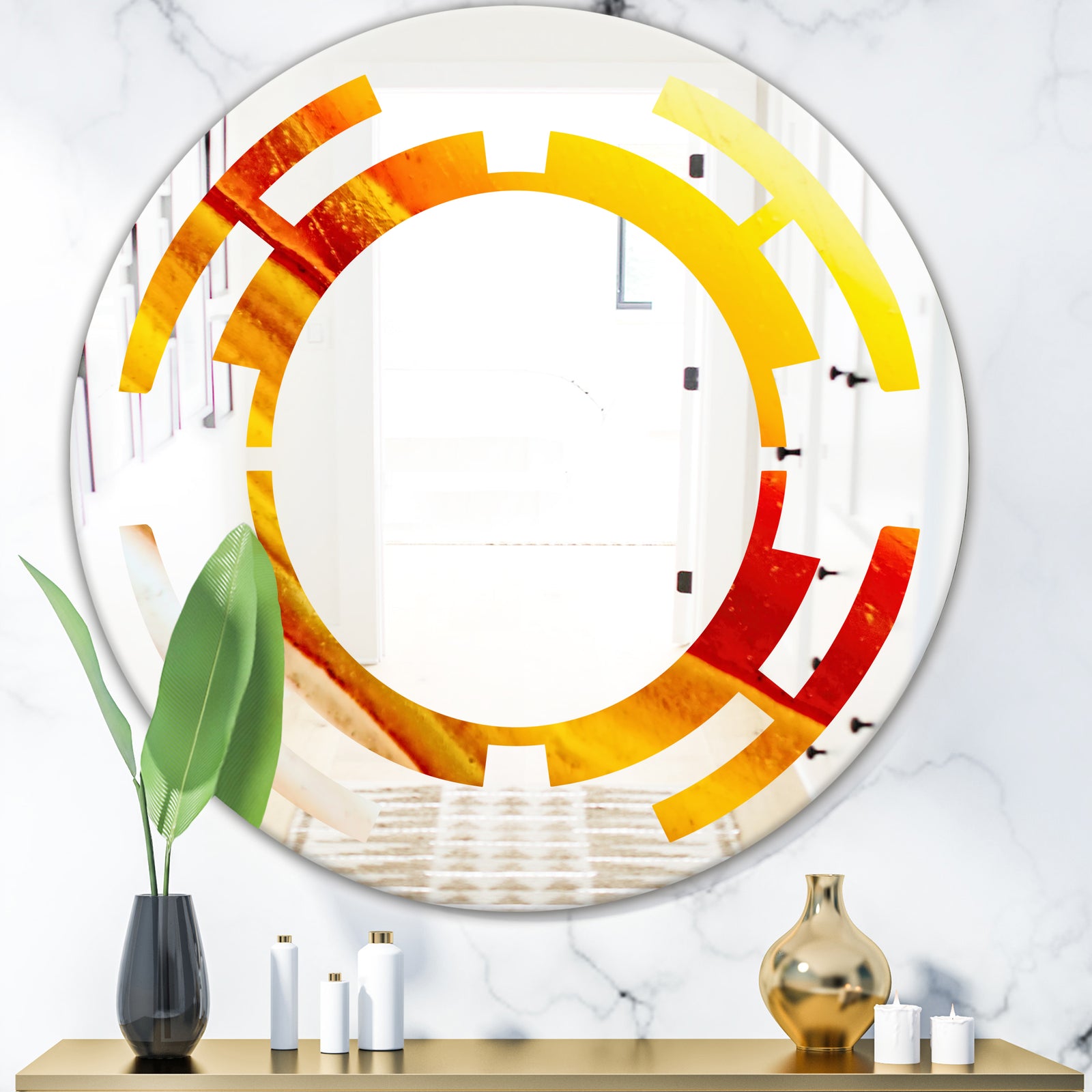 Kazakhstan Brown agate macro - Modern Round or Oval Wall Mirror - Space