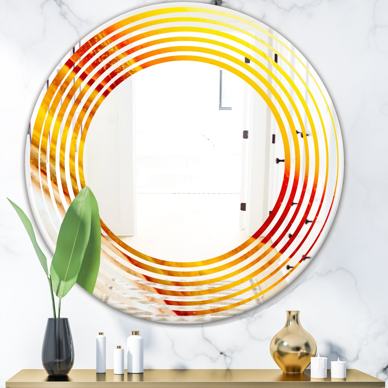 Kazakhstan Brown agate macro - Modern Round or Oval Wall Mirror - Wave