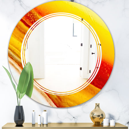 Kazakhstan Brown agate macro - Modern Round or Oval Wall Mirror - Triple C