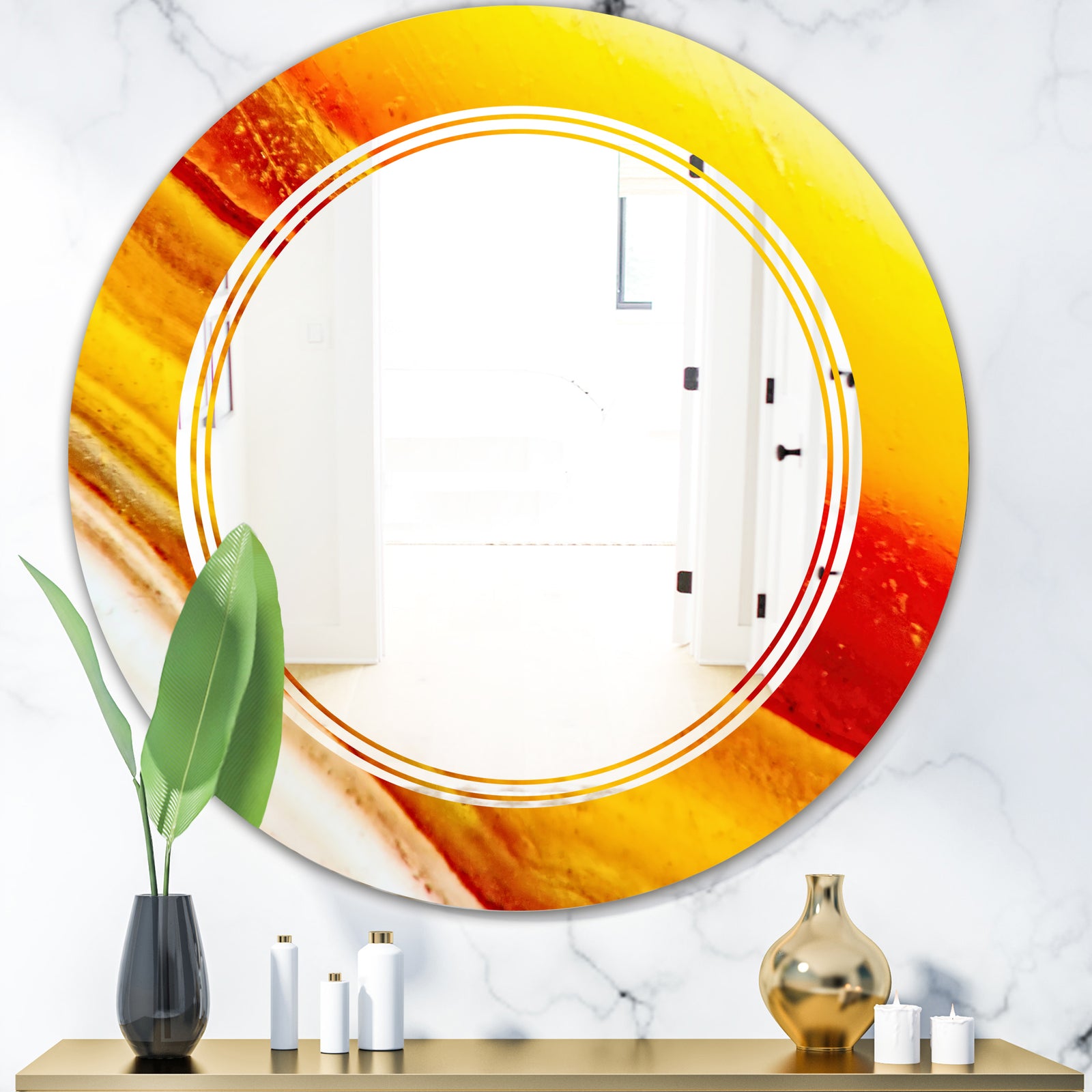Kazakhstan Brown agate macro - Modern Round or Oval Wall Mirror - Triple C