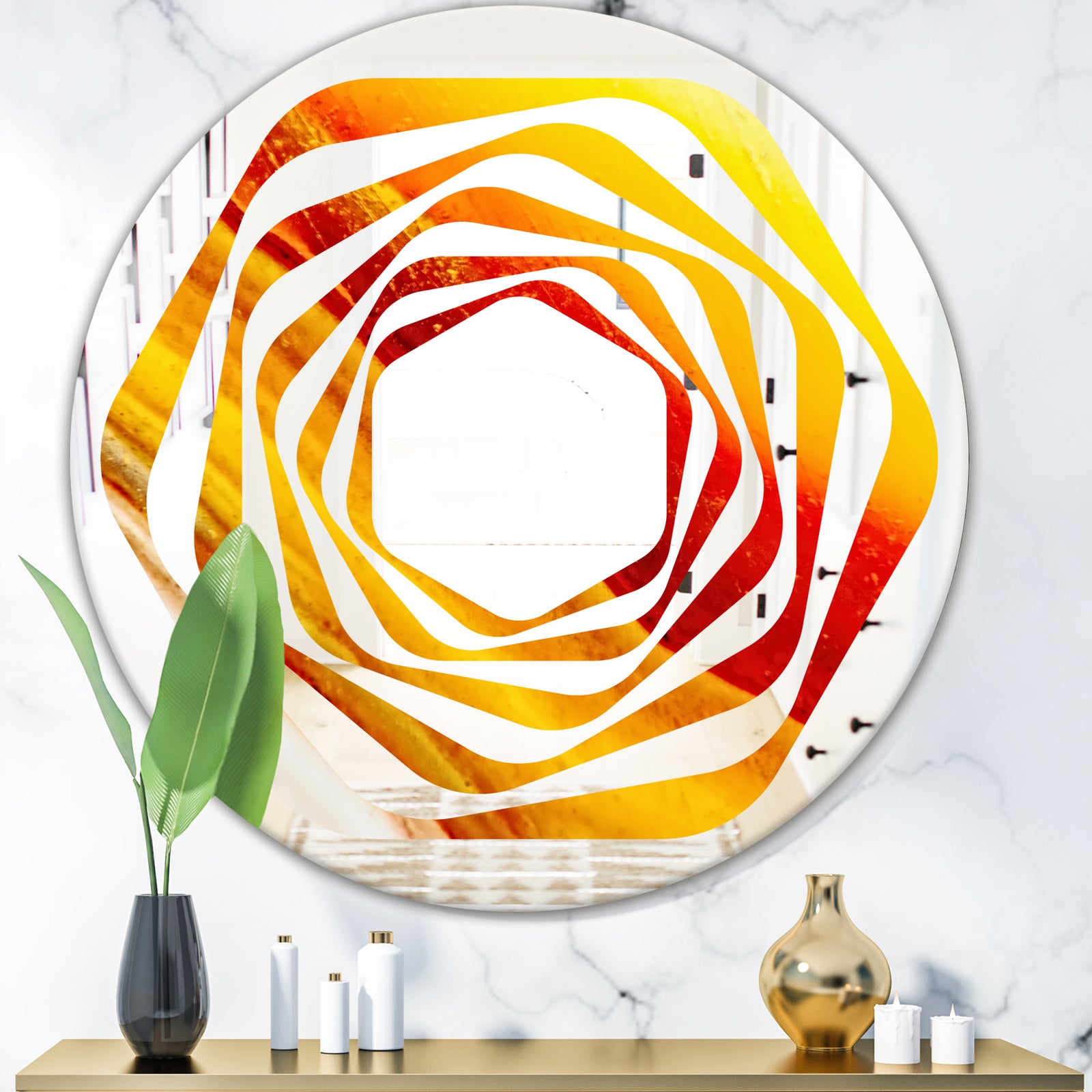 Kazakhstan Brown agate macro - Modern Round or Oval Wall Mirror - Whirl