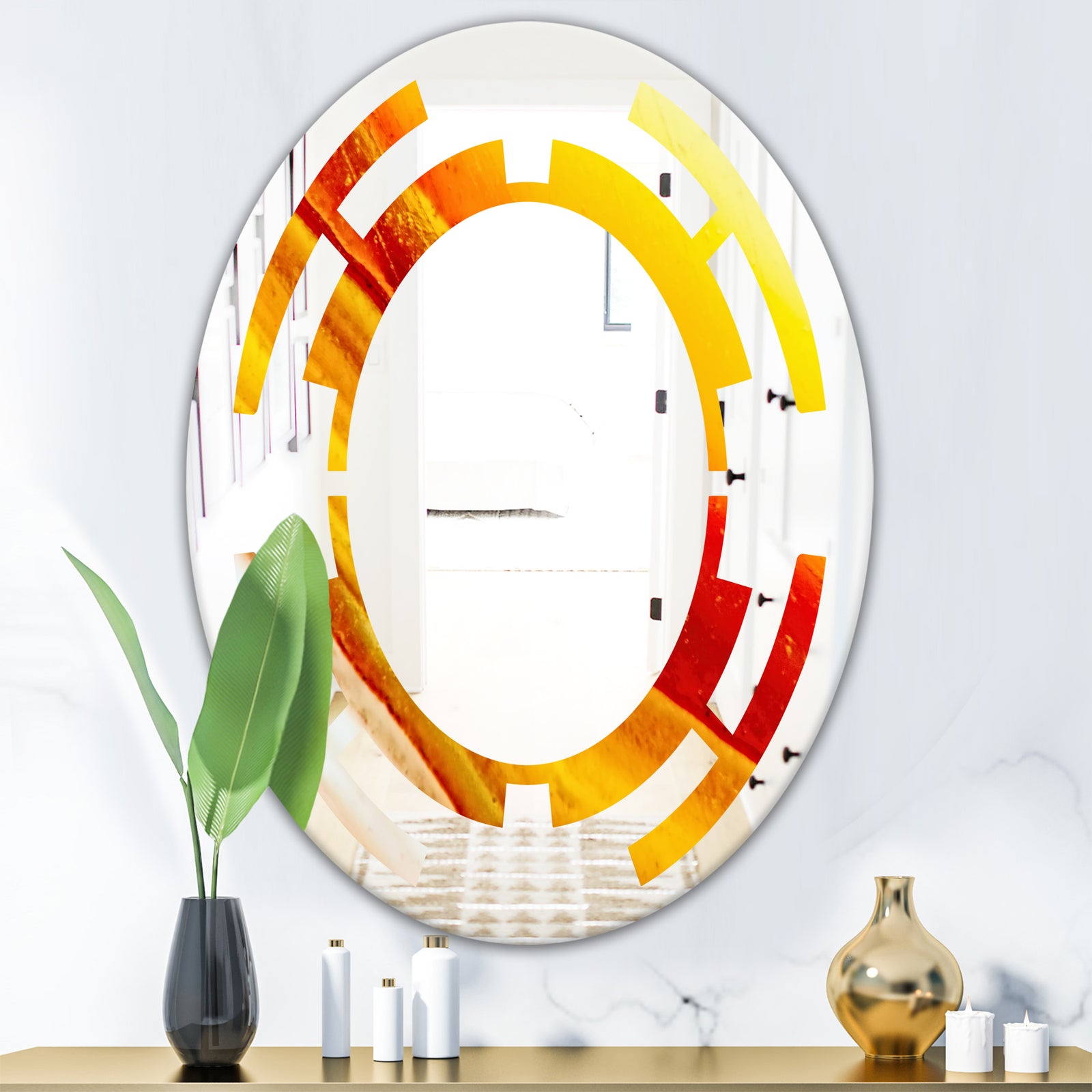 Kazakhstan Brown agate macro - Modern Round or Oval Wall Mirror - Space