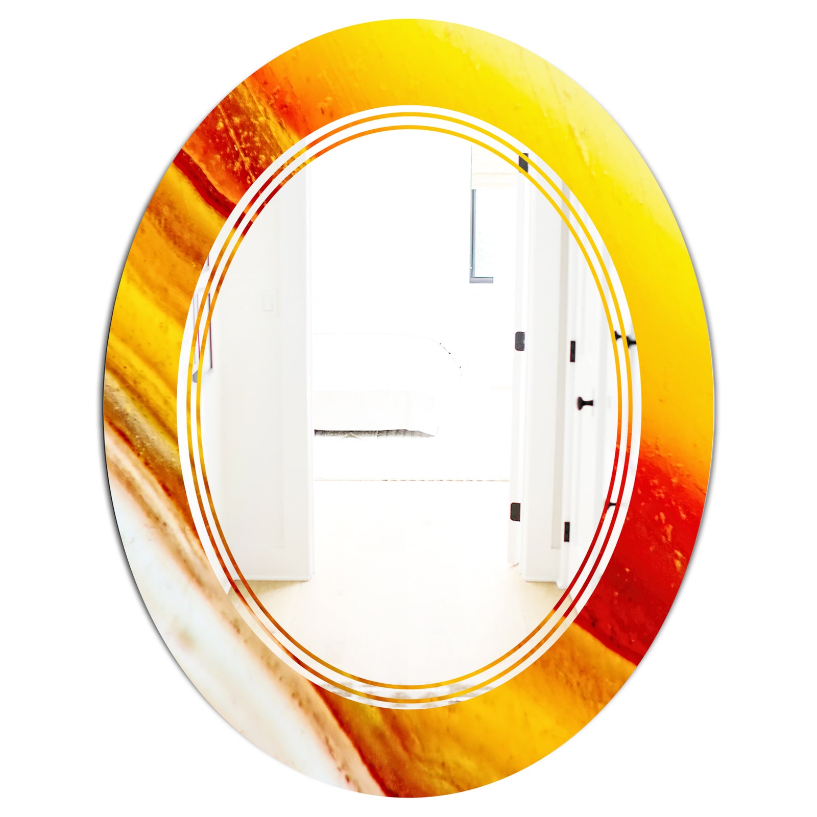 Kazakhstan Brown agate macro - Modern Round or Oval Wall Mirror - Triple C
