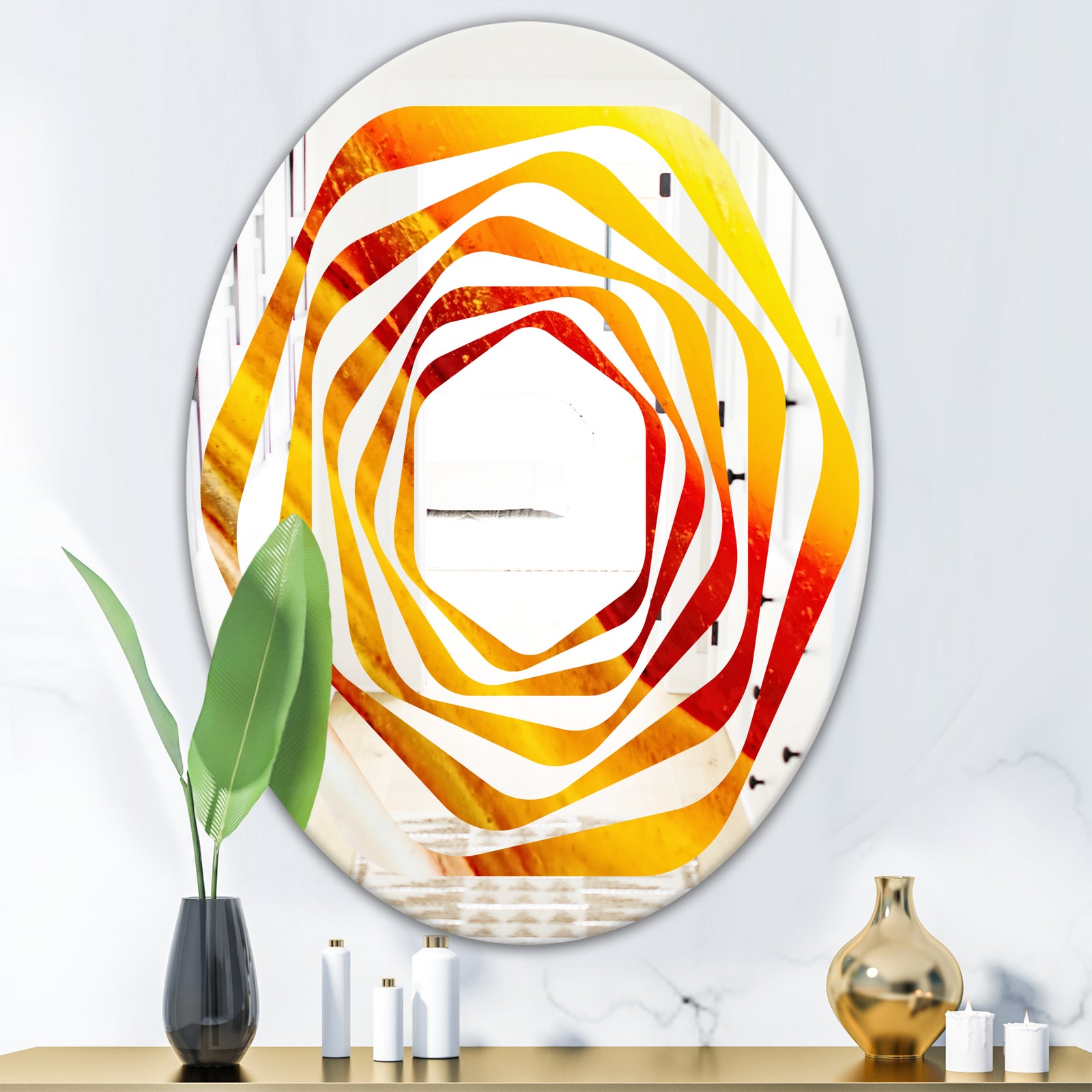 Kazakhstan Brown agate macro - Modern Round or Oval Wall Mirror - Whirl