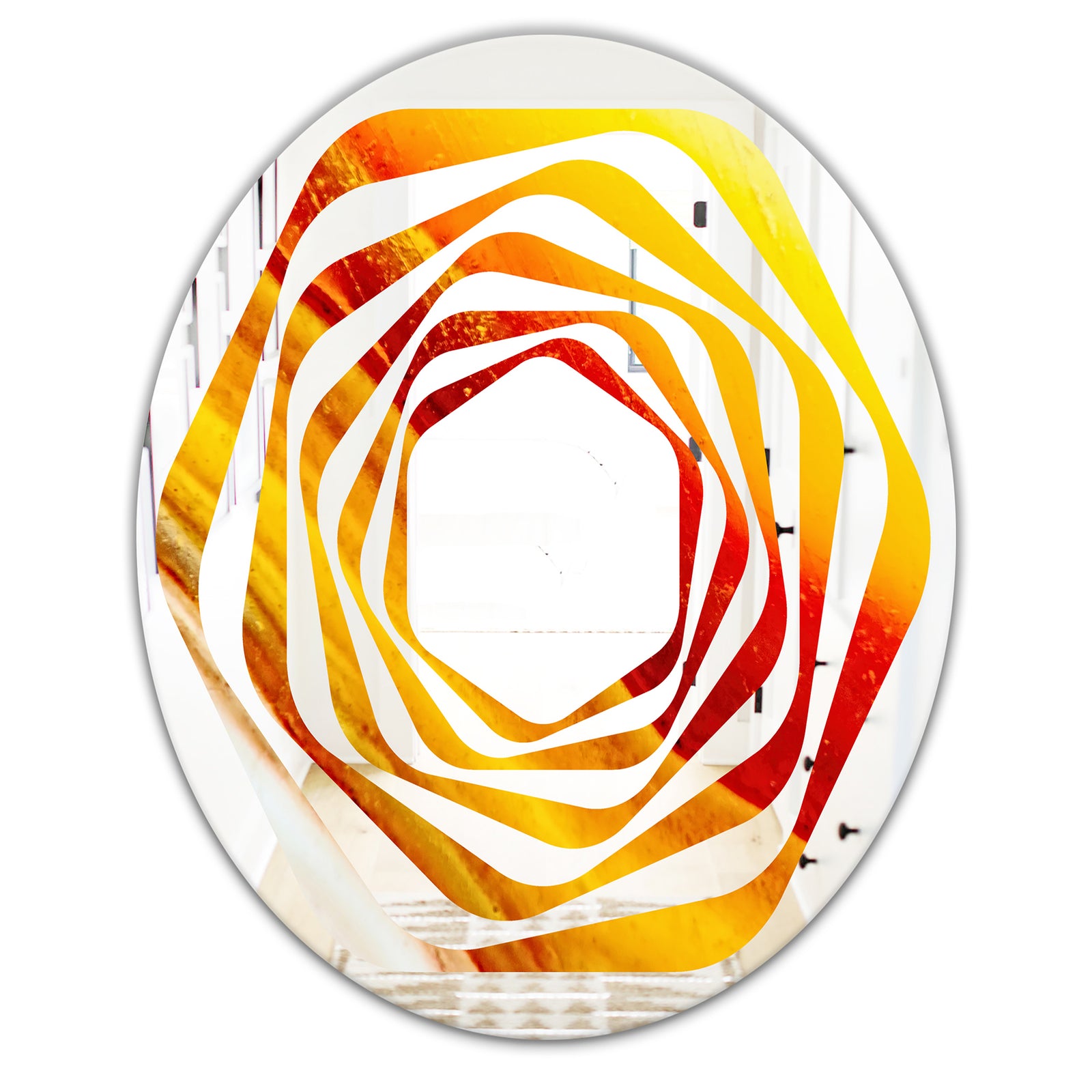 Kazakhstan Brown agate macro - Modern Round or Oval Wall Mirror - Whirl