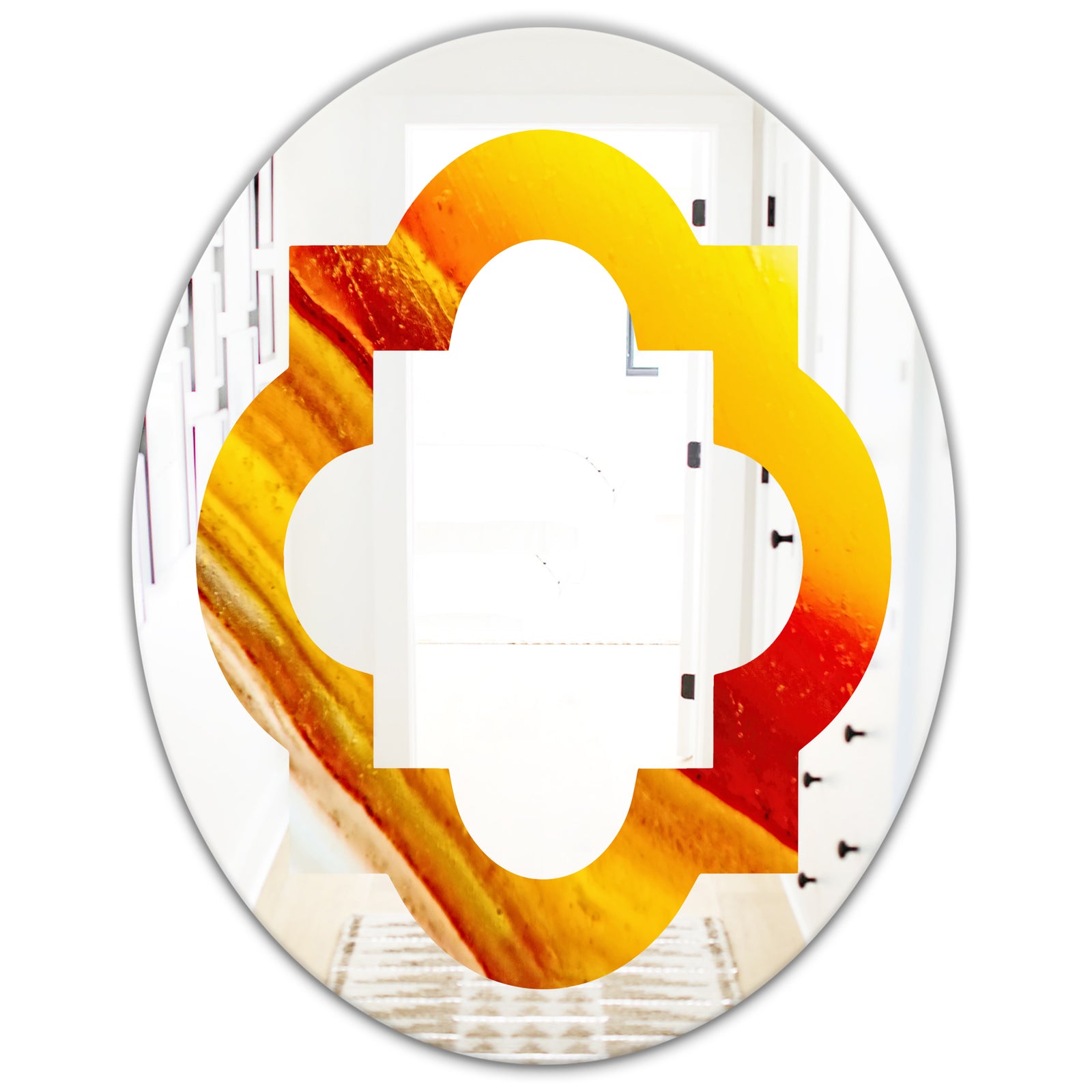 Kazakhstan Brown agate macro - Modern Round or Oval Wall Mirror - Quatrefoil