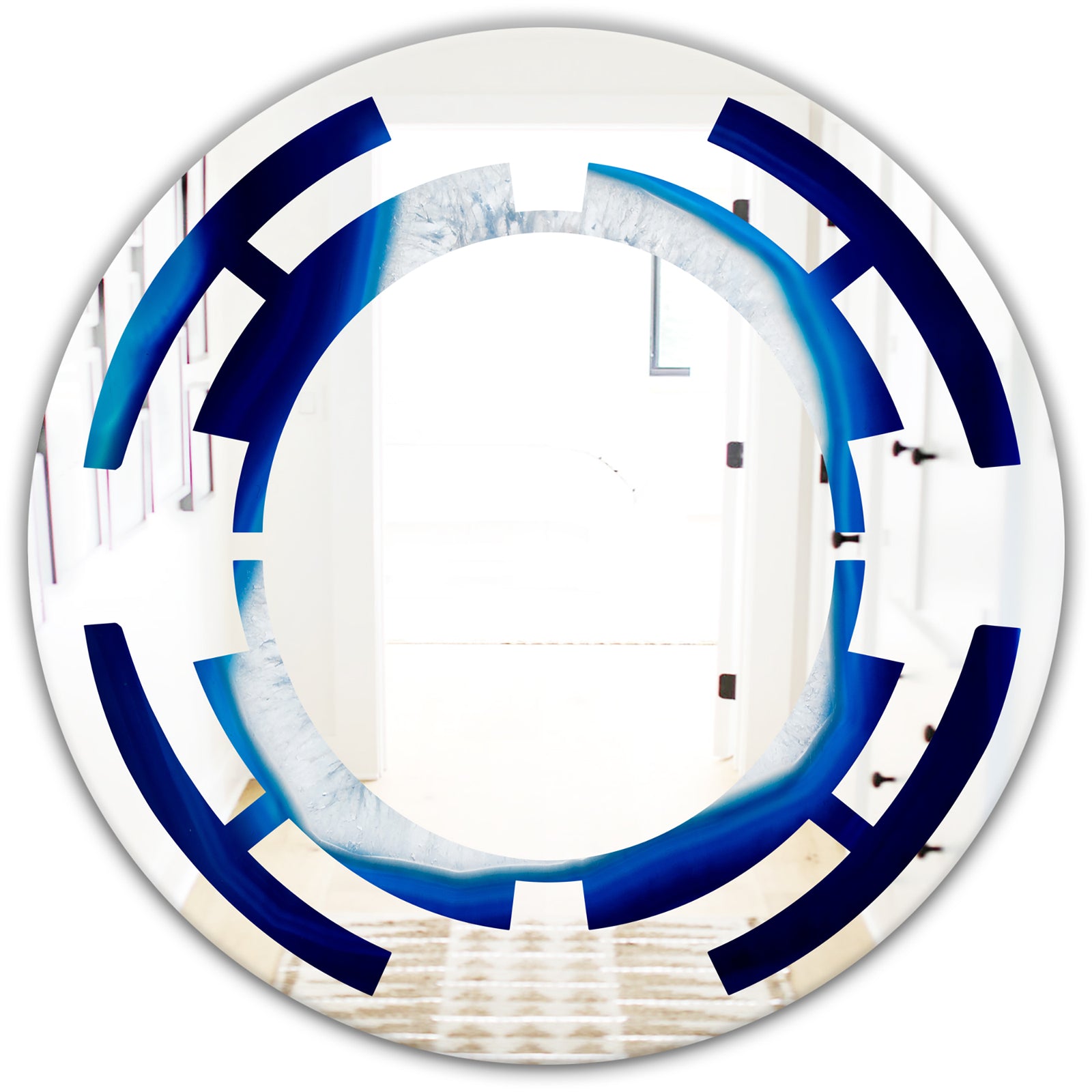 Slice of blue agate crystal - Modern Round or Oval Wall Mirror - Space