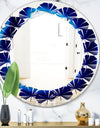 Slice of blue agate crystal - Modern Round or Oval Wall Mirror - Leaves