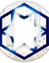 Slice of blue agate crystal - Modern Round or Oval Wall Mirror - Hexagon Star