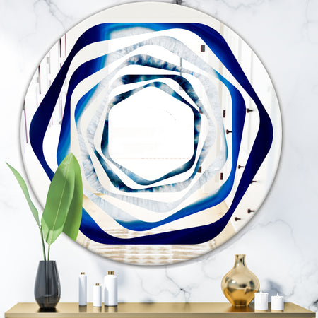 Slice of blue agate crystal - Modern Round or Oval Wall Mirror - Whirl