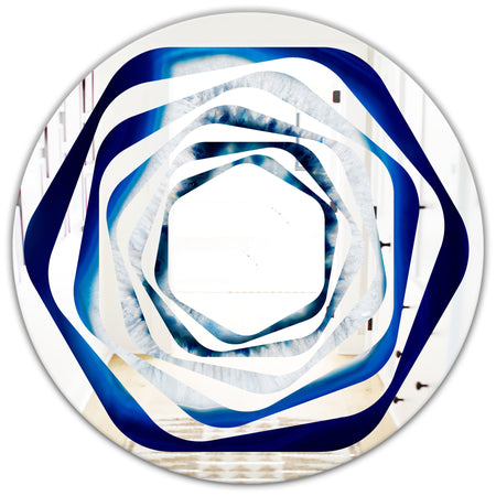 Slice of blue agate crystal - Modern Round or Oval Wall Mirror - Whirl