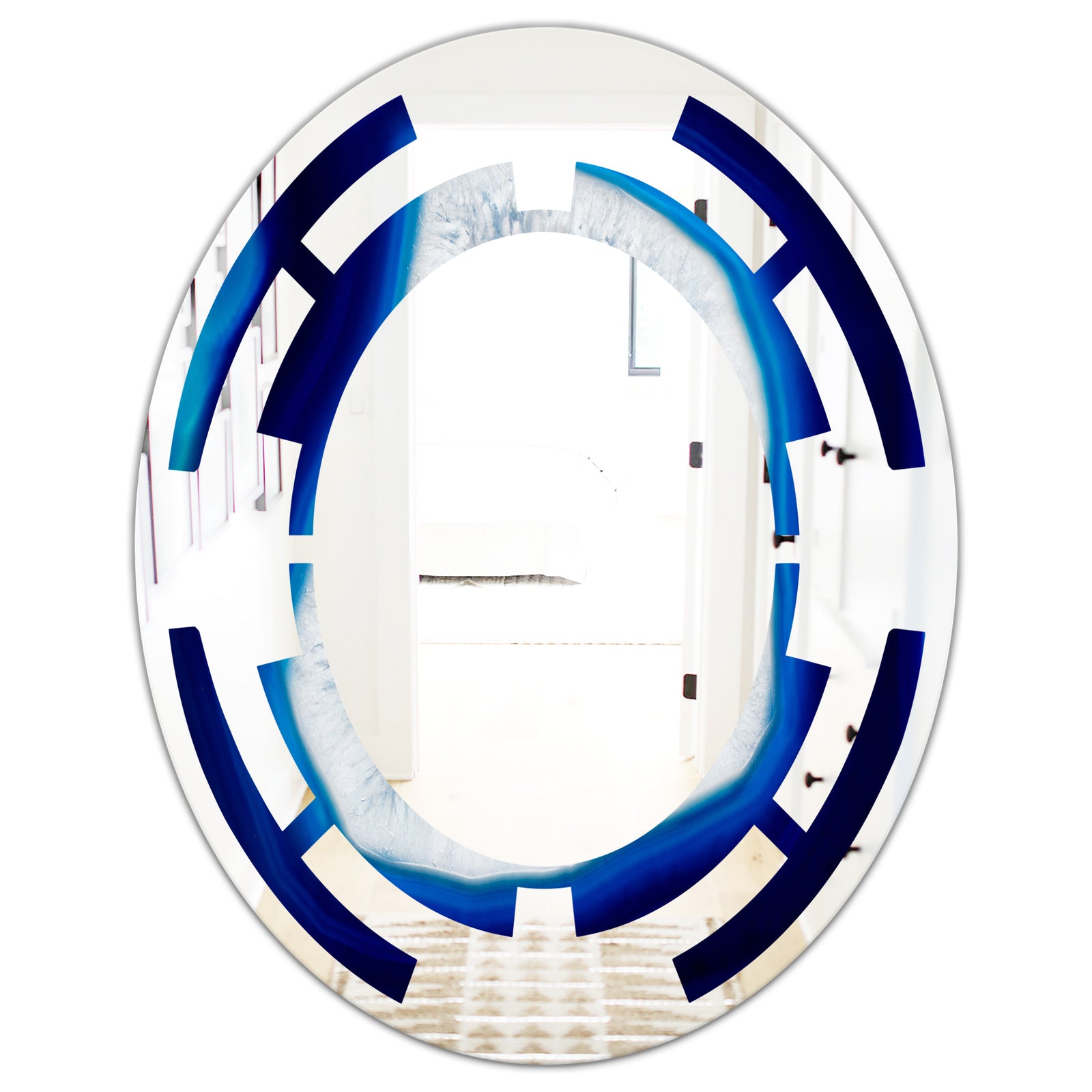 Slice of blue agate crystal - Modern Round or Oval Wall Mirror - Space