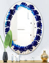 Slice of blue agate crystal - Modern Round or Oval Wall Mirror - Leaves