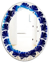 Slice of blue agate crystal - Modern Round or Oval Wall Mirror - Leaves