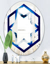 Slice of blue agate crystal - Modern Round or Oval Wall Mirror - Hexagon Star