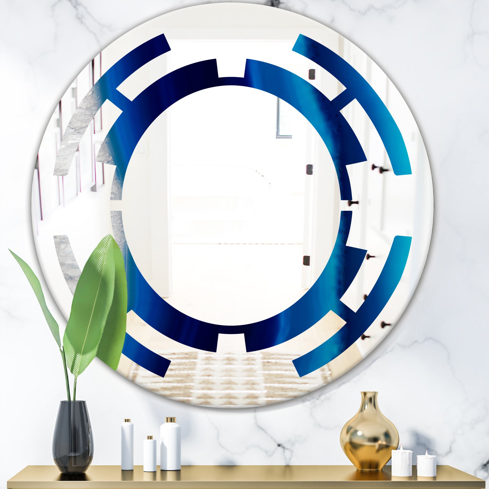 Crystal Stones - Modern Round or Oval Wall Mirror - Space