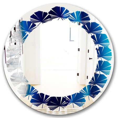 Crystal Stones - Modern Round or Oval Wall Mirror - Leaves