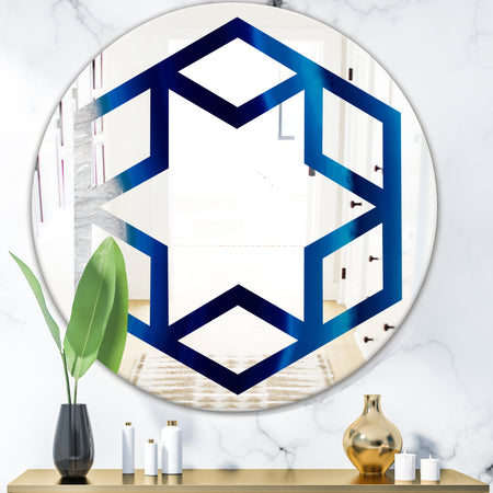 Crystal Stones - Modern Round or Oval Wall Mirror - Hexagon Star