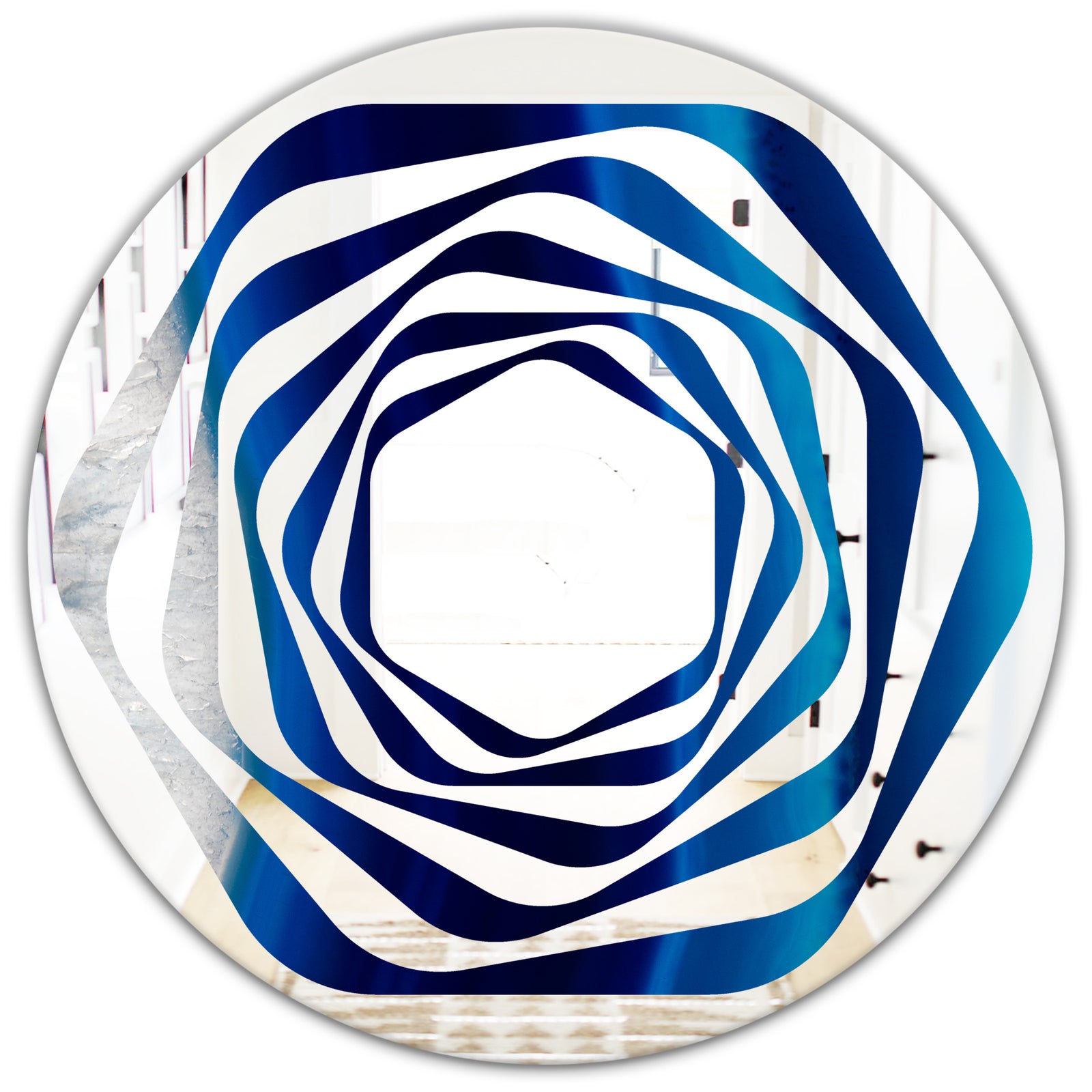 Crystal Stones - Modern Round or Oval Wall Mirror - Whirl