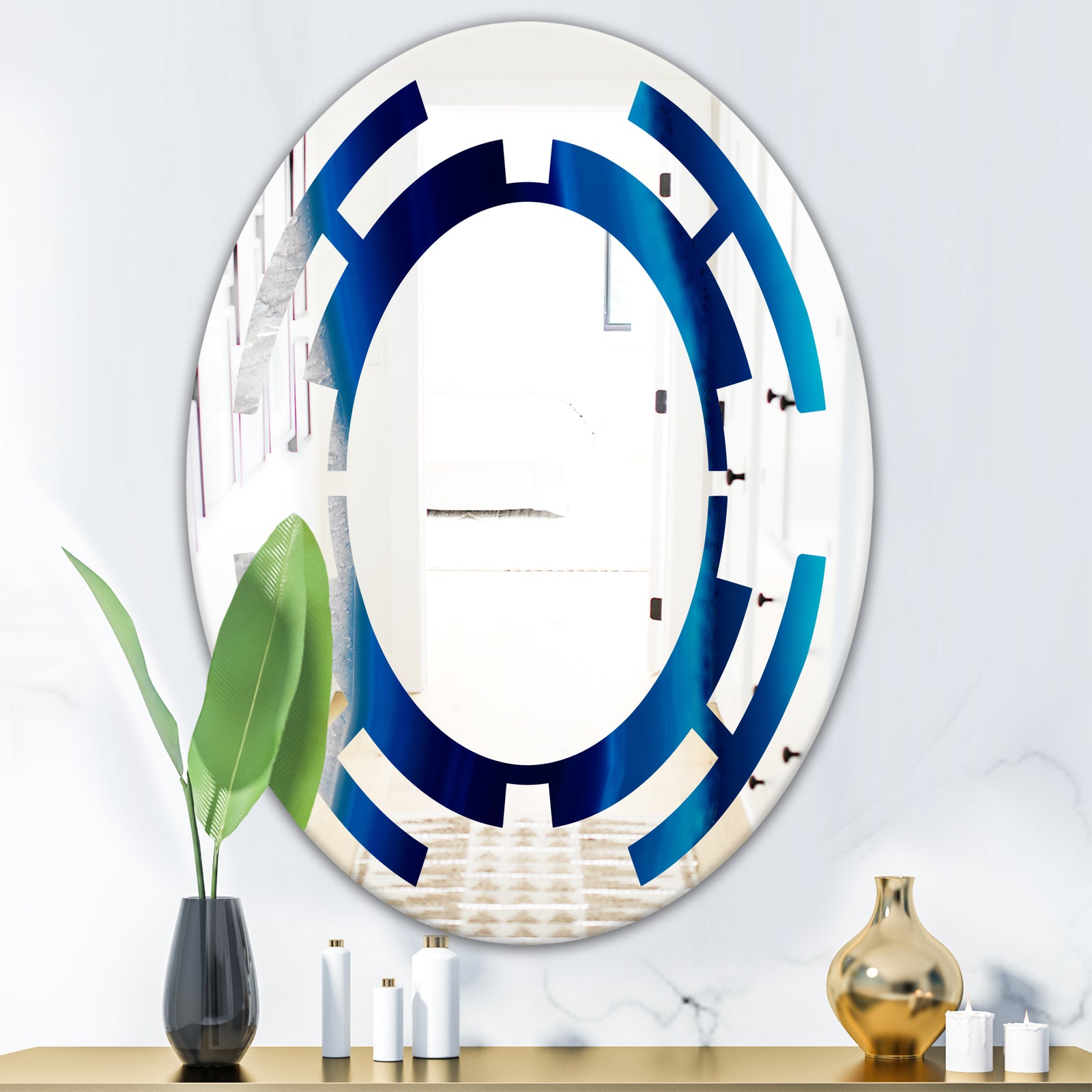 Crystal Stones - Modern Round or Oval Wall Mirror - Space