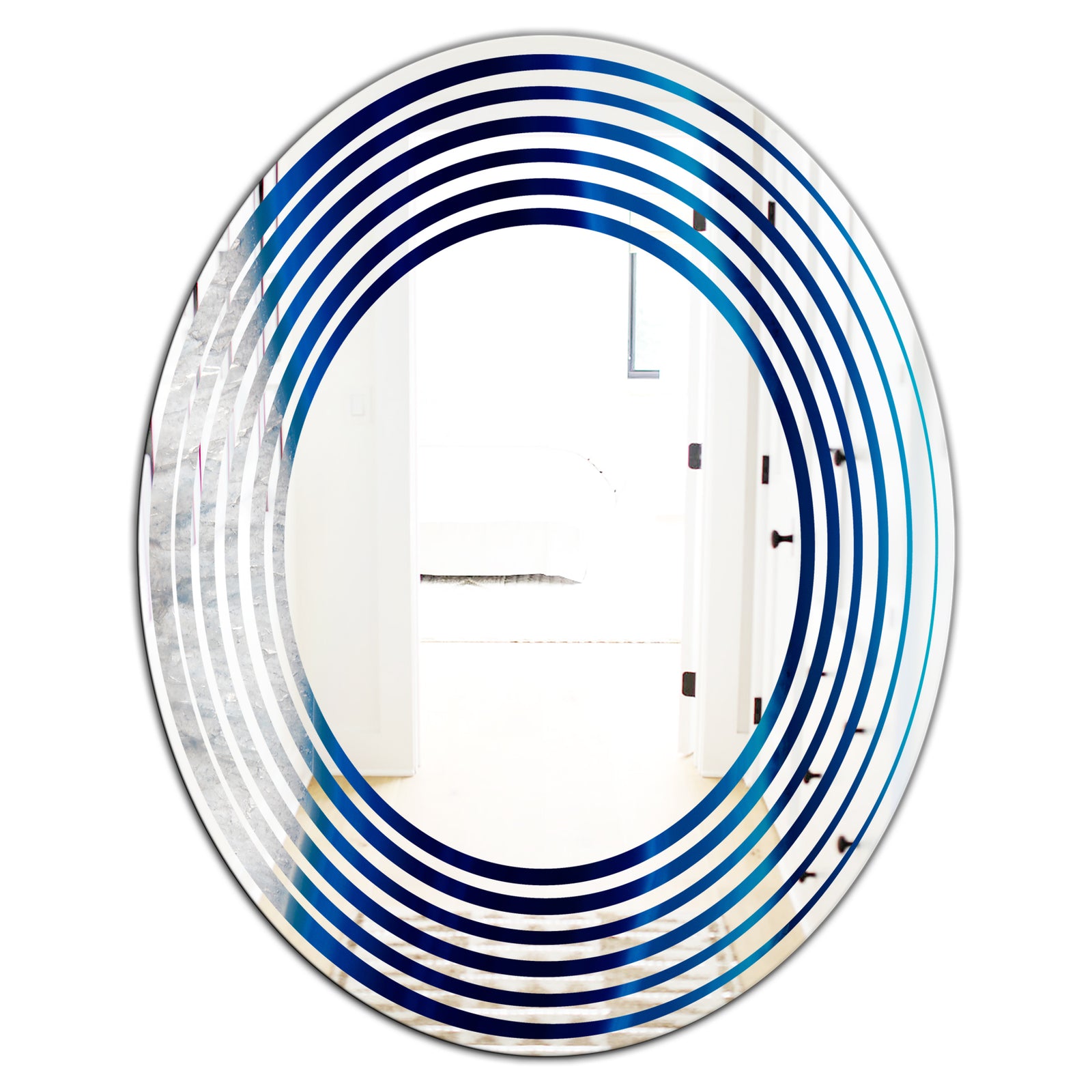 Crystal Stones - Modern Round or Oval Wall Mirror - Wave