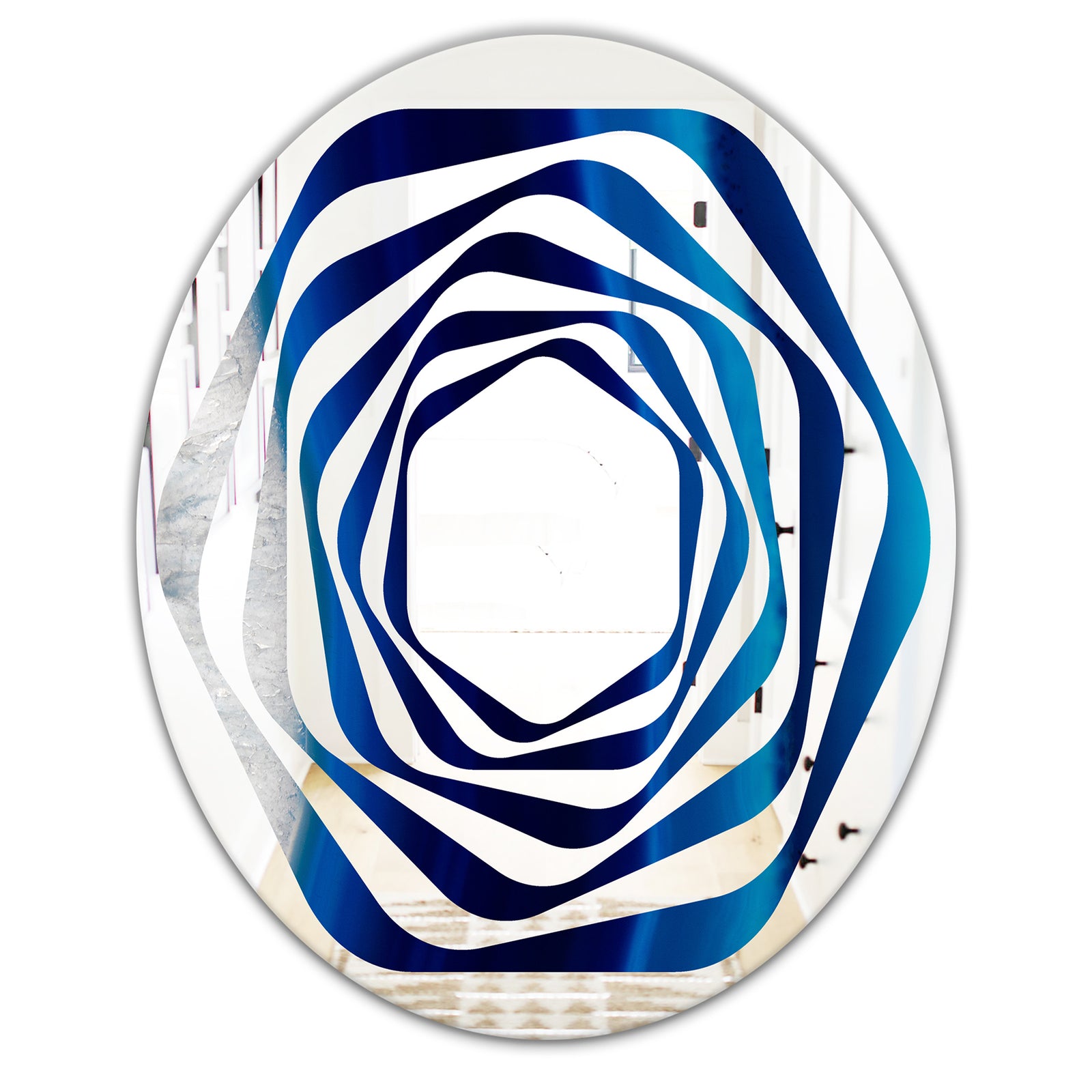 Crystal Stones - Modern Round or Oval Wall Mirror - Whirl
