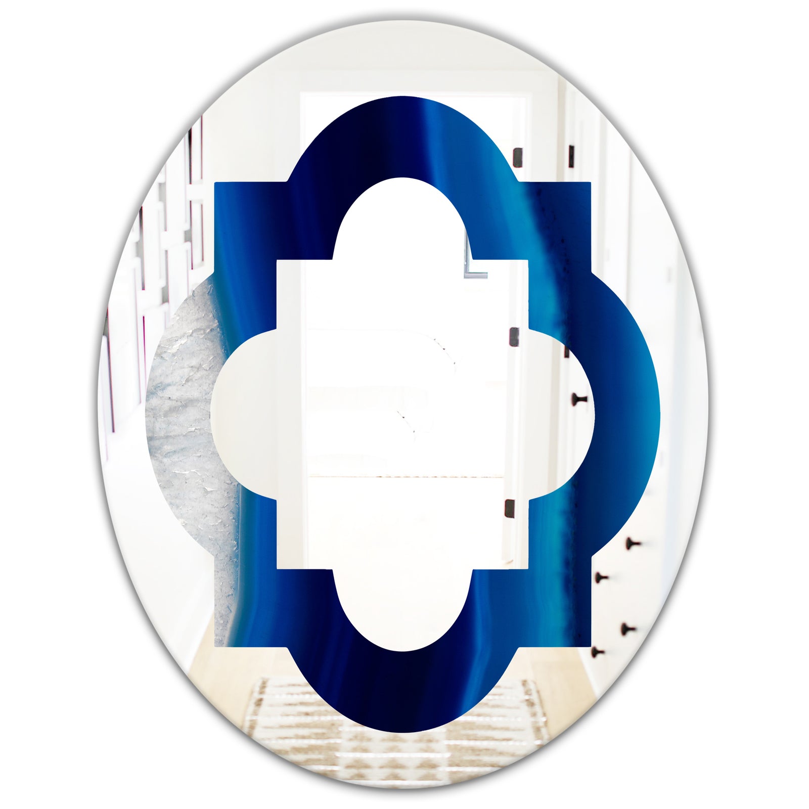 Crystal Stones - Modern Round or Oval Wall Mirror - Quatrefoil