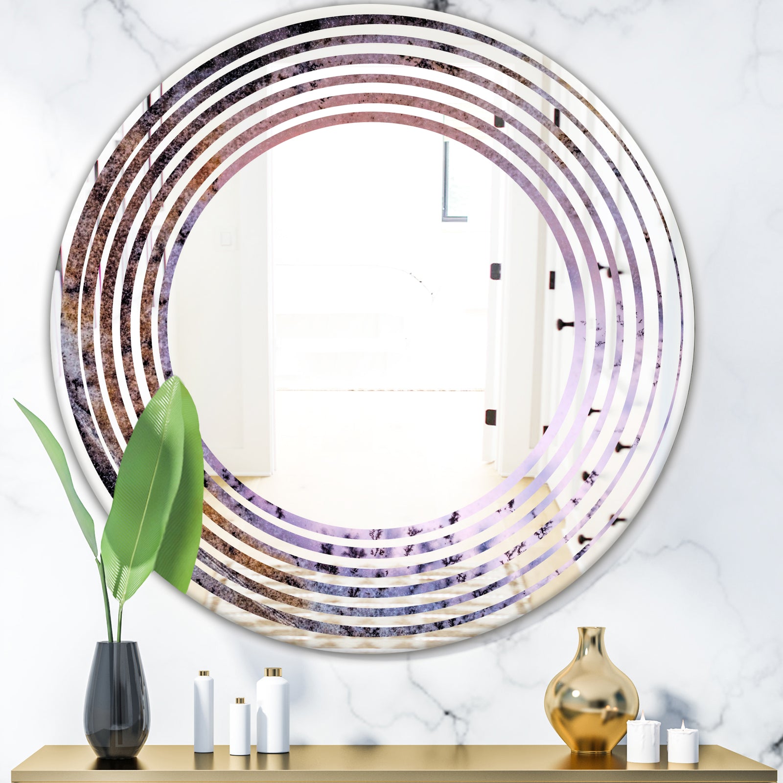 Crystal Dendrite macro - Modern Round or Oval Wall Mirror - Wave