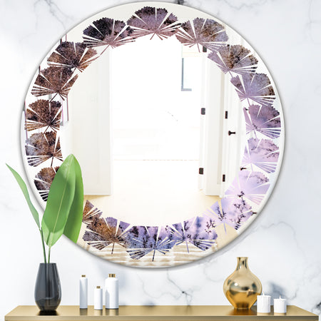 Crystal Dendrite macro - Modern Round or Oval Wall Mirror - Leaves