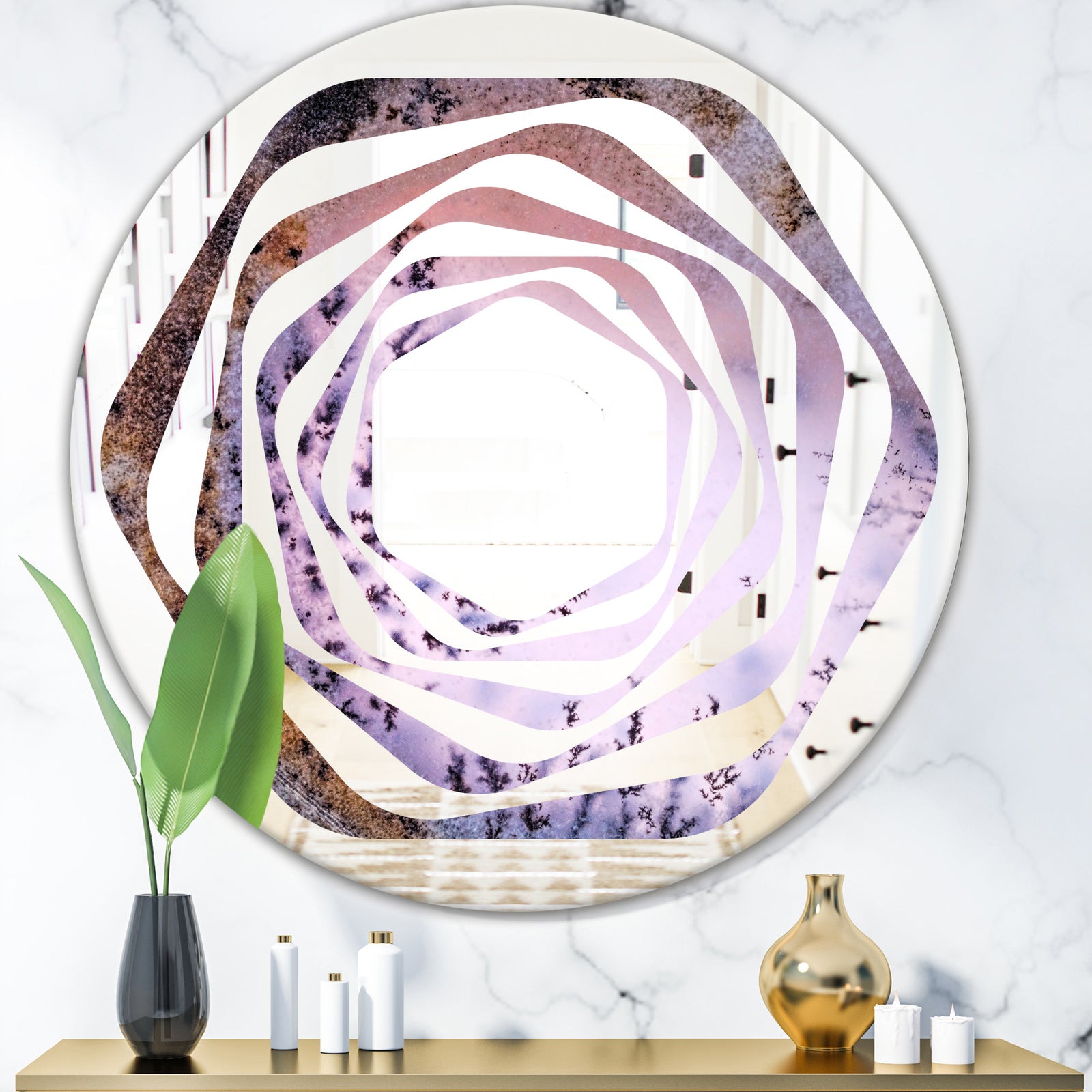 Crystal Dendrite macro - Modern Round or Oval Wall Mirror - Whirl
