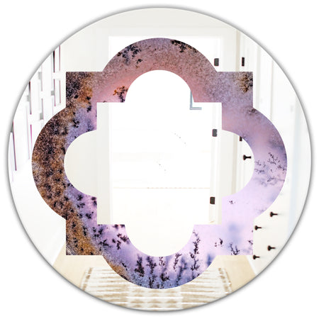 Crystal Dendrite macro - Modern Round or Oval Wall Mirror - Quatrefoil