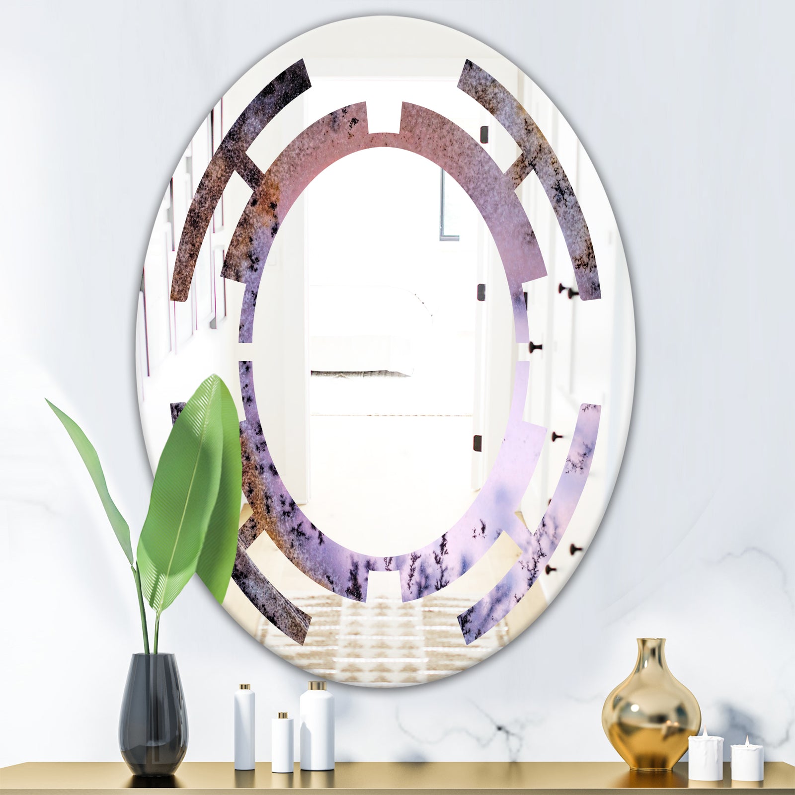 Crystal Dendrite macro - Modern Round or Oval Wall Mirror - Space