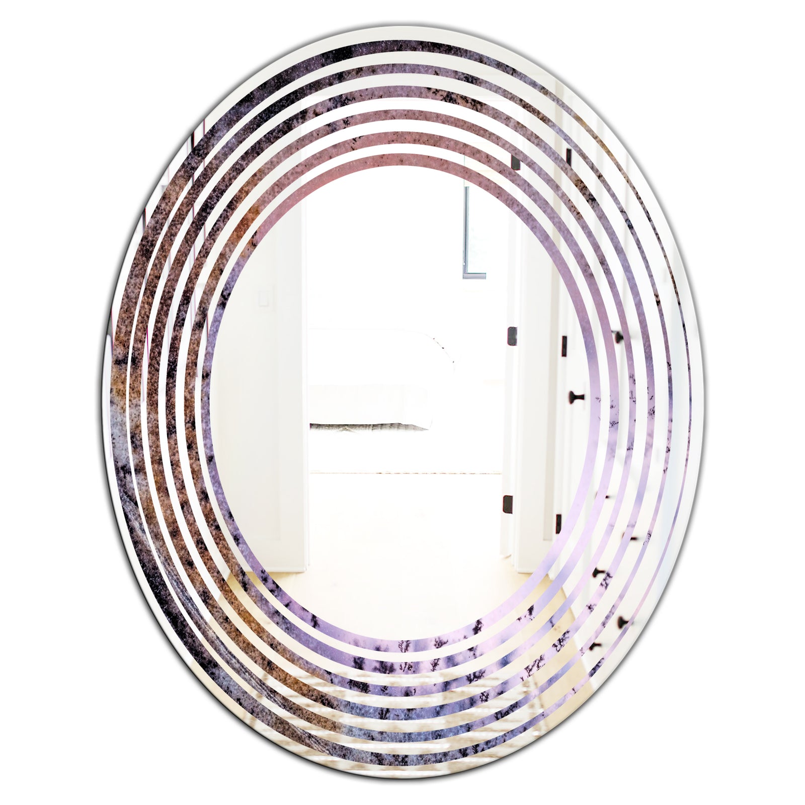 Crystal Dendrite macro - Modern Round or Oval Wall Mirror - Wave