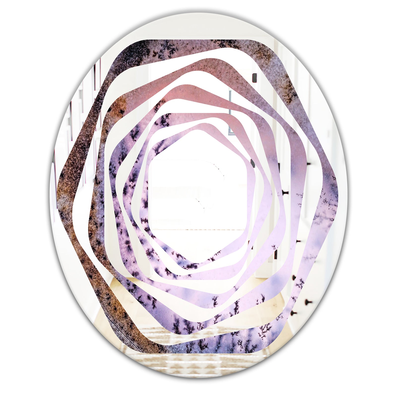 Crystal Dendrite macro - Modern Round or Oval Wall Mirror - Whirl
