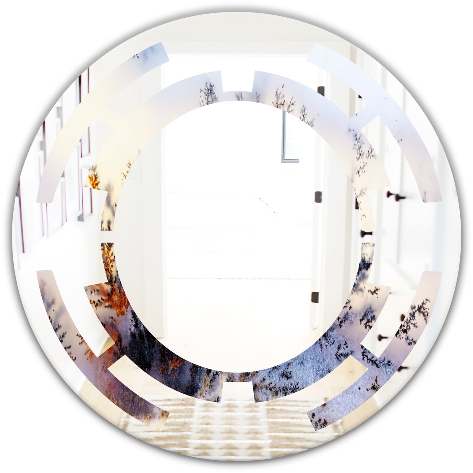 Khazakstan Dendrite crystals macro - Modern Round or Oval Wall Mirror - Space