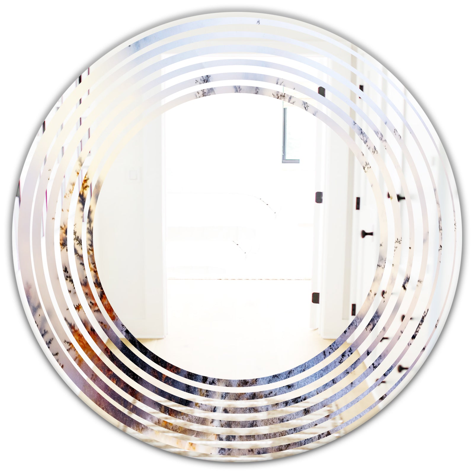 Khazakstan Dendrite crystals macro - Modern Round or Oval Wall Mirror - Wave