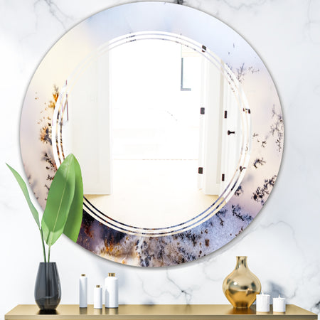 Khazakstan Dendrite crystals macro - Modern Round or Oval Wall Mirror - Triple C
