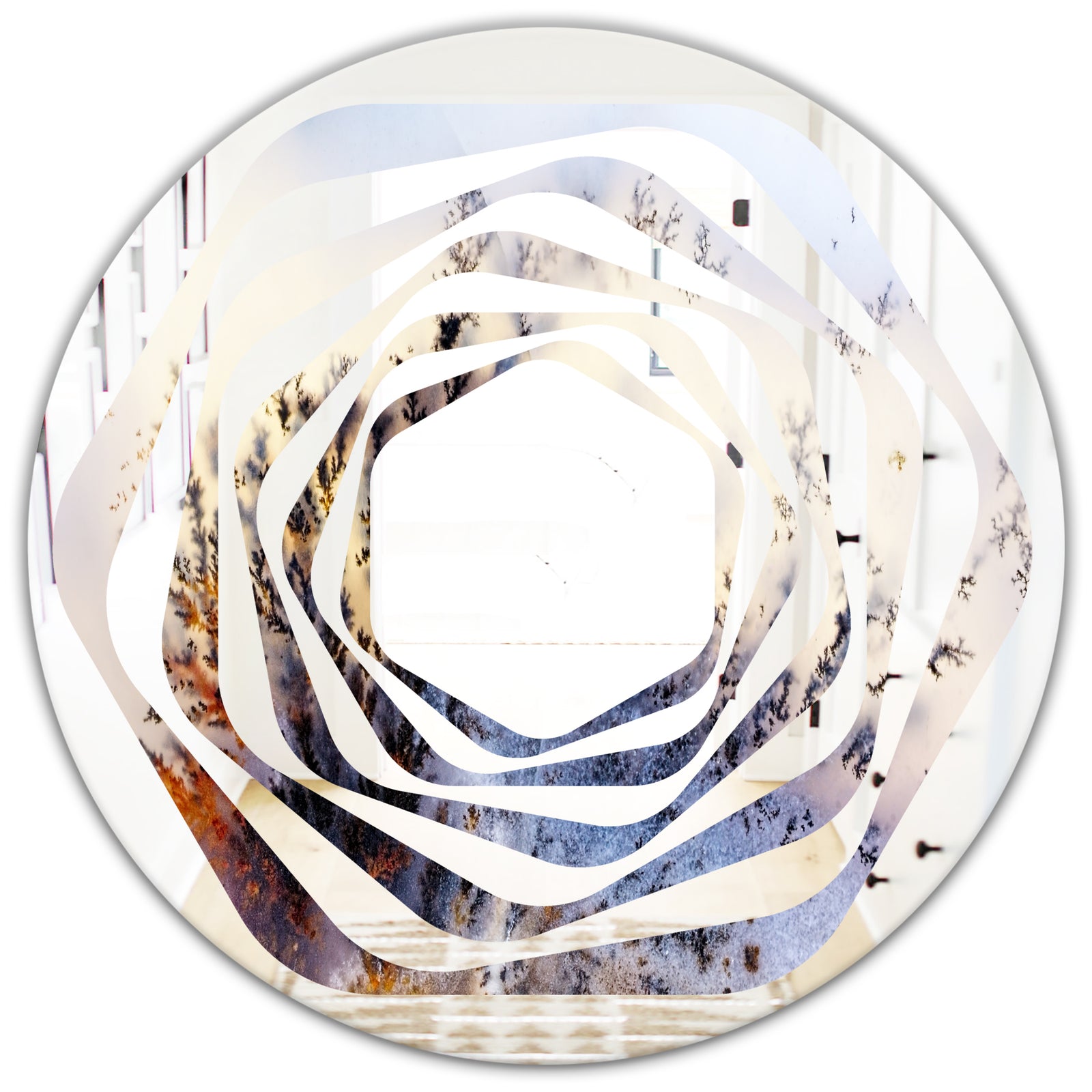Khazakstan Dendrite crystals macro - Modern Round or Oval Wall Mirror - Whirl