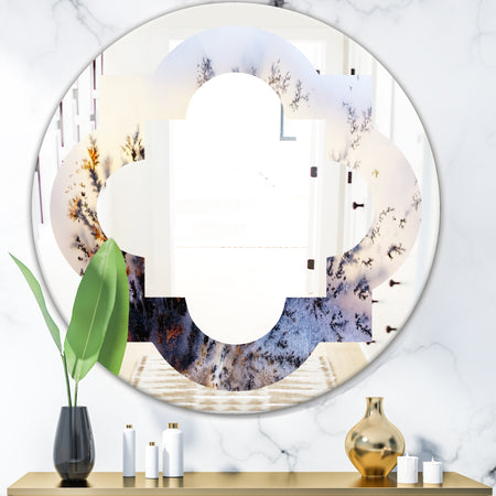 Khazakstan Dendrite crystals macro - Modern Round or Oval Wall Mirror - Quatrefoil